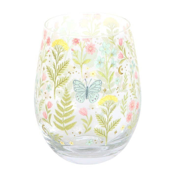 Bicchiere senza stelo Luna Bloom con motivo floreale