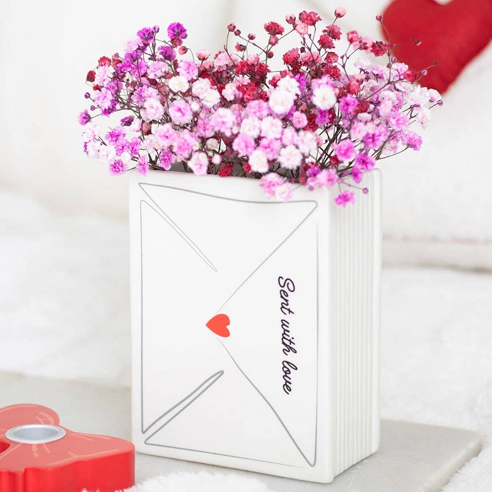 Vase de Fleurs de la Saint-Valentin - Lettre d'Amour