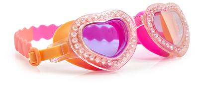 Bling2o LUNETTES DE NATATION: FIRST LUV - Briseur de Cœur, rose, silicone, sangle réglable, Protection UV à 100 %, anti-buée, en boîte de rangement transparente, 6+