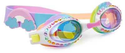 Bling2o LUNETTES DE NATATION: EUNICE THE UNICORN - Coureur Arc-en-Ciel, multicolore, silicone, sangle réglable, Protection UV à 100 %, anti-buée, en boîte de rangement transparente, 3+