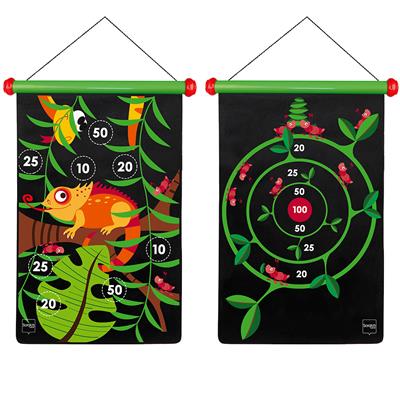 Scratch Active Play: JEU DE FLÉCHETTES MAGNÉTIQUES Jungle 36x55cm, imprimé en double face, en tube, 5+