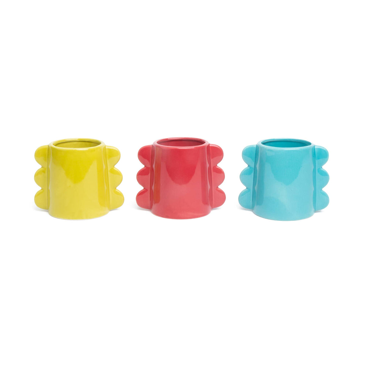 Vase Ondulations Rouge Moyen Peint à la Main