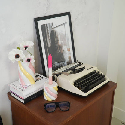 Vaso - Marshmallow - Amarelo/Rosa/Branco - 10x10x15cm