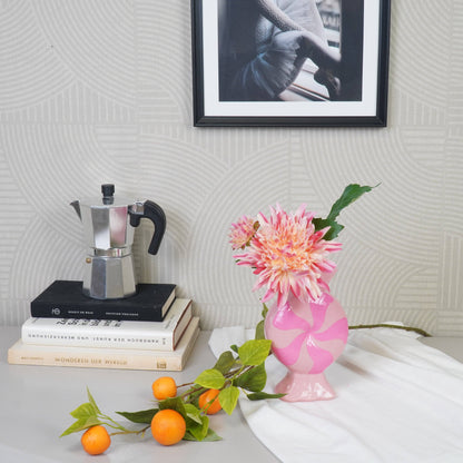 Flower Vase - Caramel Candy - Ceramic - Red/White - 12x6.5x20cm