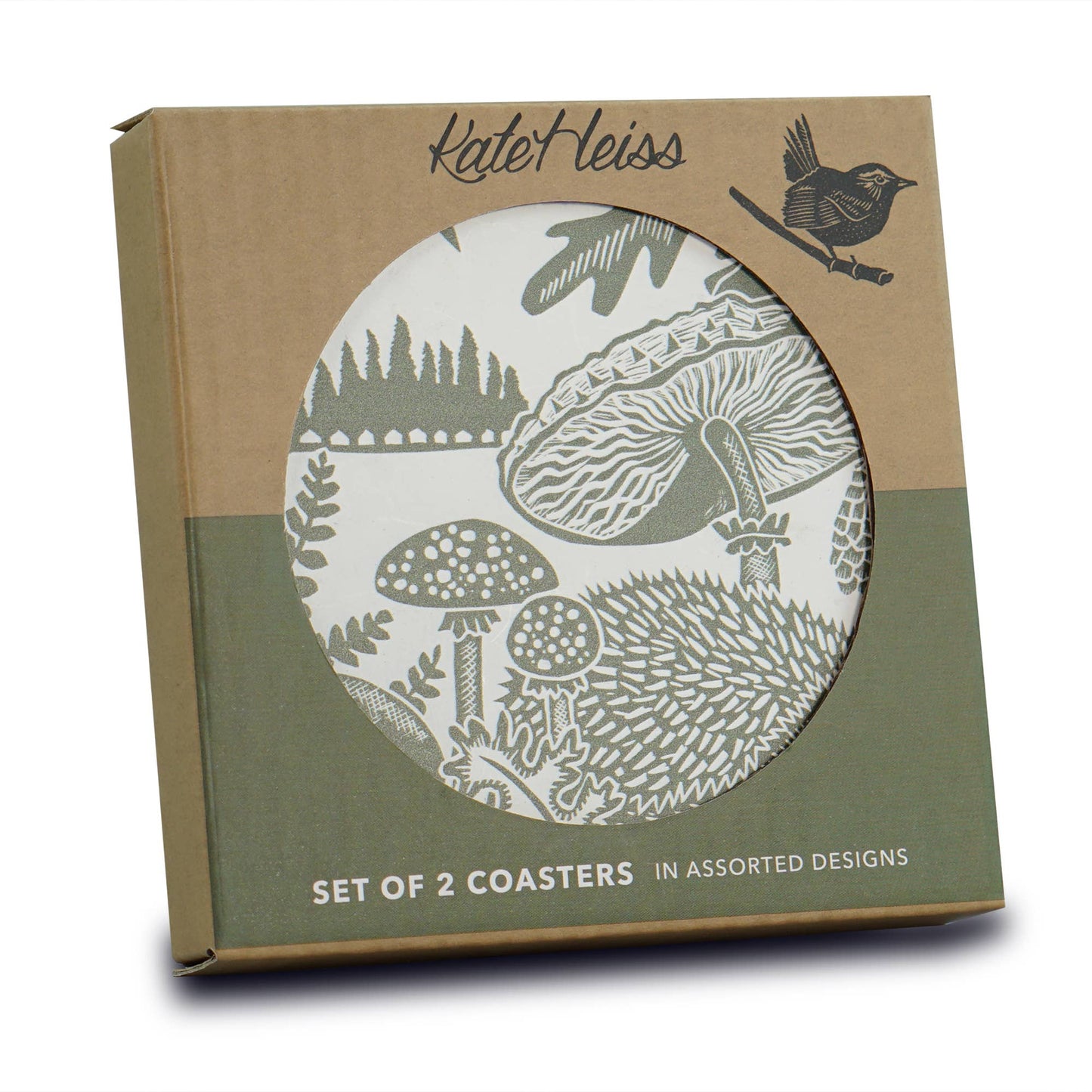 Sous-verres en céramique Woodland Mushroom Hedgehog vert