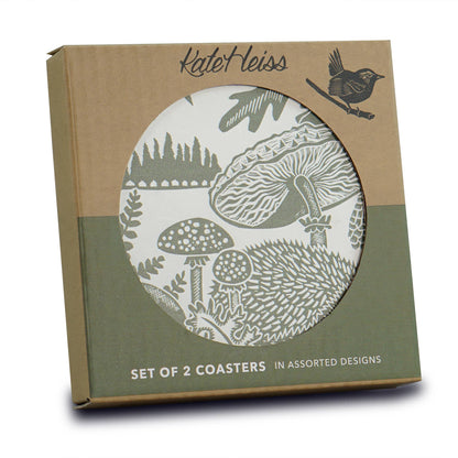 Sous-verres en céramique Woodland Mushroom Hedgehog vert