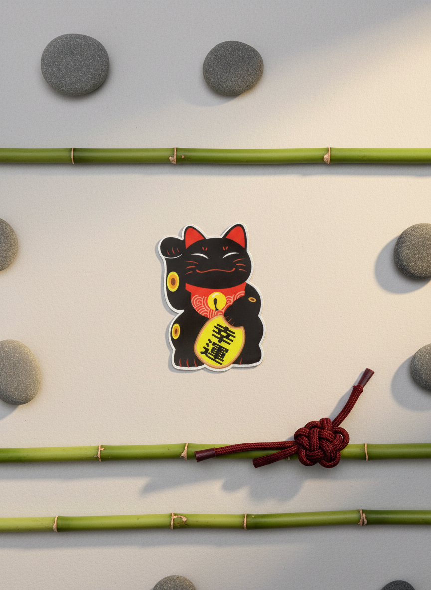 Adesivo gatto fortunato nero