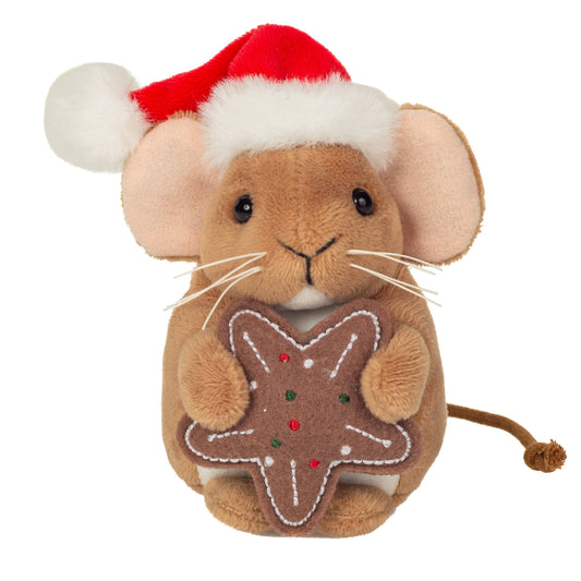 Peluche Souris de Noël avec biscuit