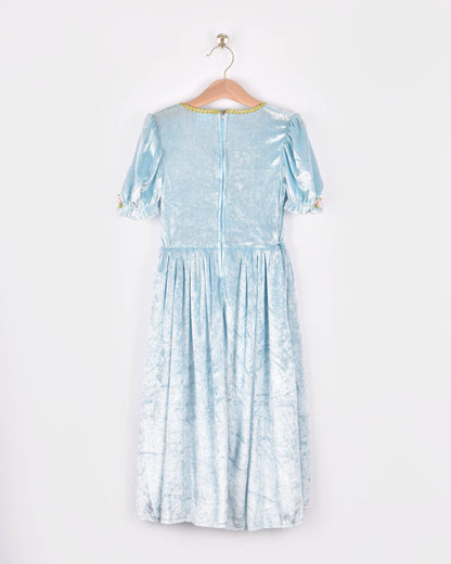 Robe de princesse en velours bleu clair 98-104 Cl 2-4 ans
