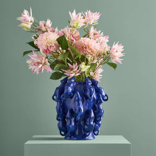 Vaso M. Mäuschen, gres blu cobalto, 23 x 23 x 26 cm