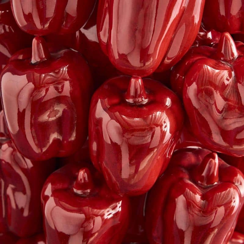 Paprikarode vaas, steengoed, 25 x 25 x 31 cm, handgemaakt