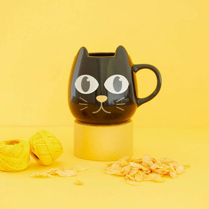 Mug, Wake Cat, black, 250 ml, black, ceramic