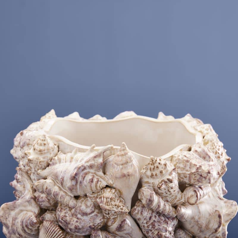Jarrón de conchas marinas, gres natural L