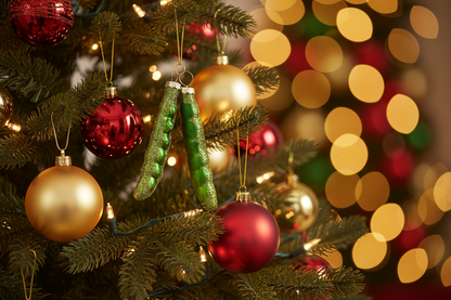 Decorazione di fagiolini verdi appesi