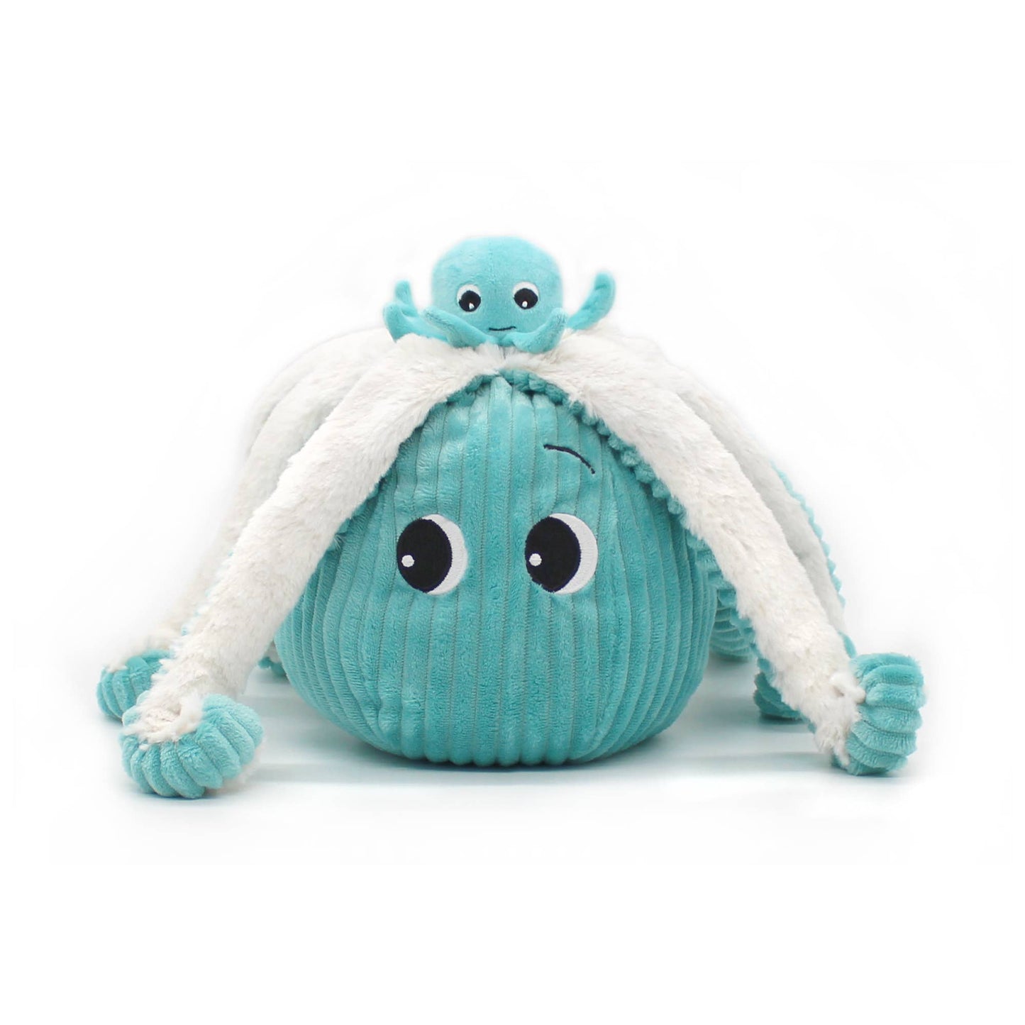 Peluche Ptipotos Maman et Bébé Poulpe - Bleu Aqua