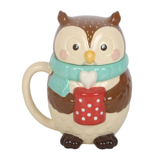 フクロウのオリバー蓋つきマグカップ