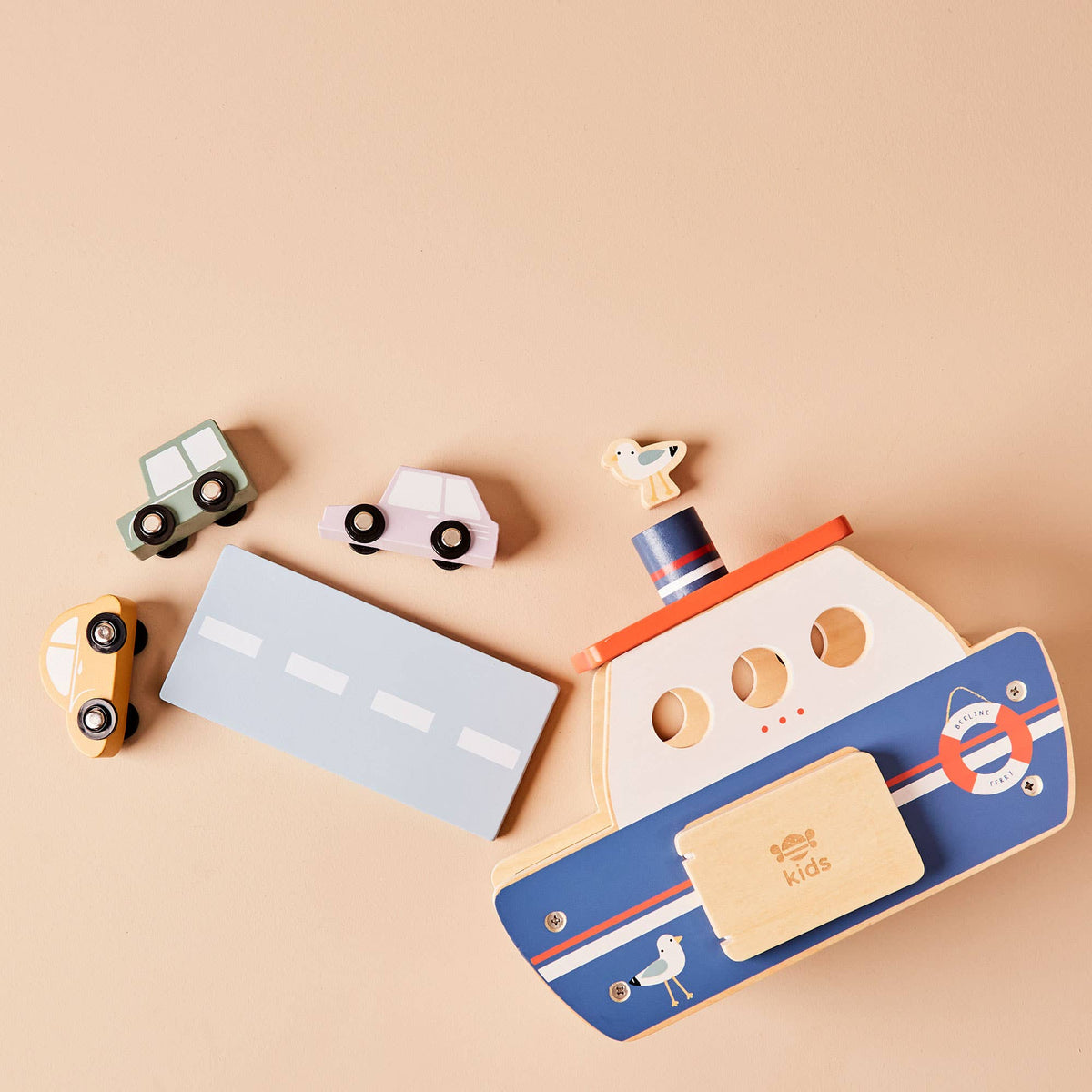 FSC認証車付き木製フェリー遊具セット