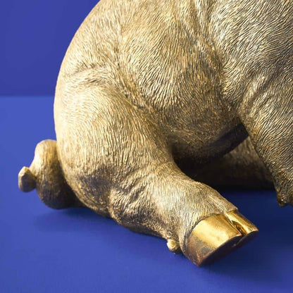 Lampada da tavolo a forma di maiale dorato