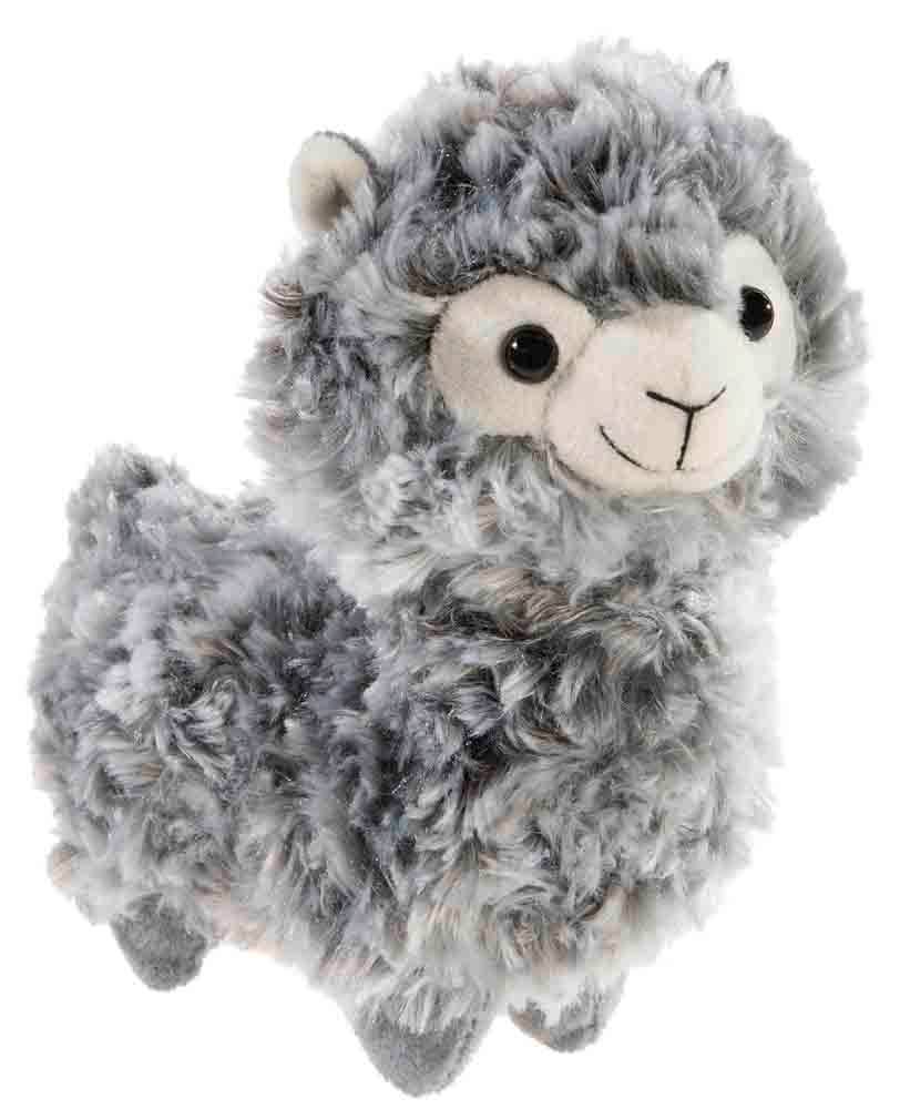 Peluche llama gris rizada Heunec — 18 cm