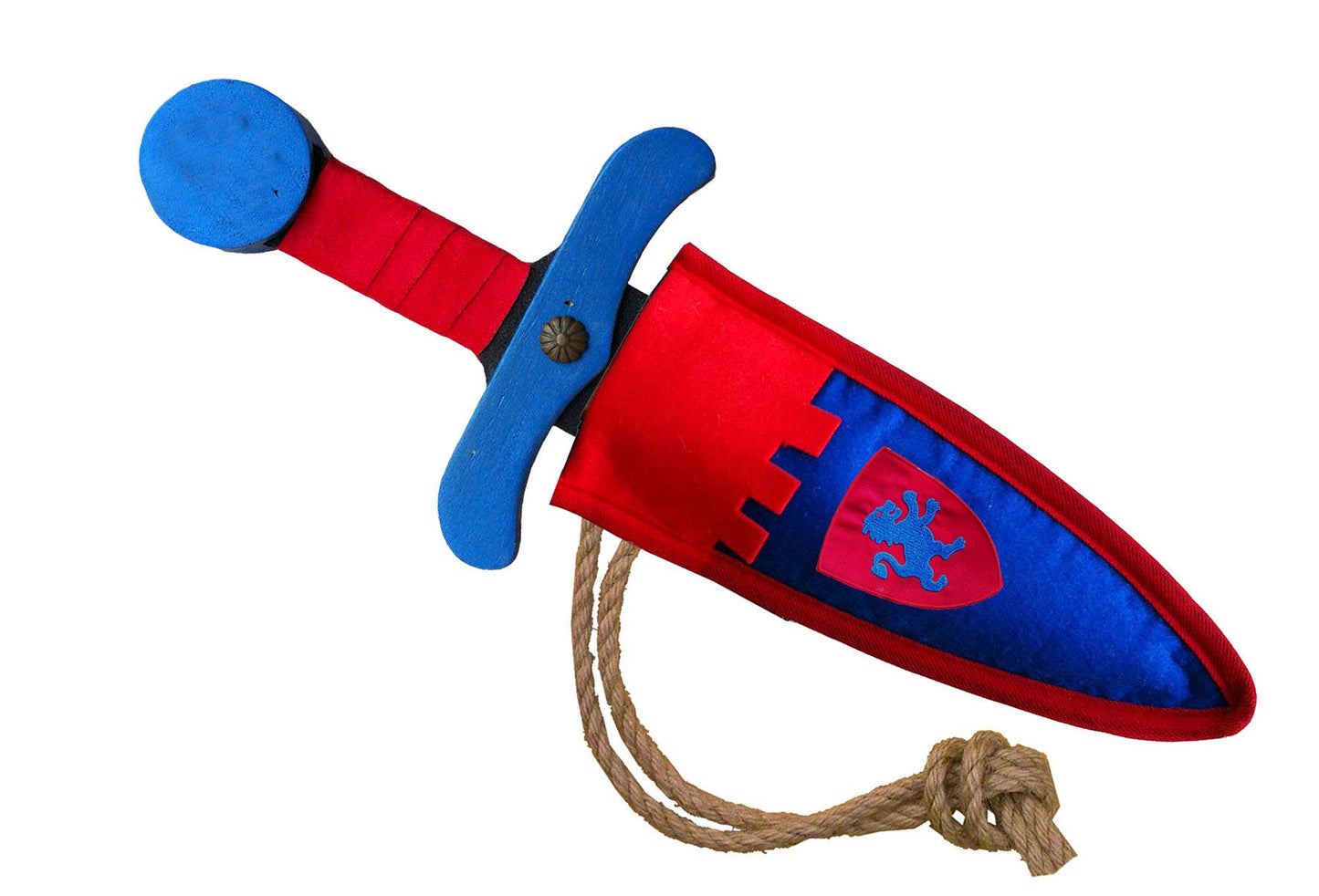 POIGNARD SOFTIK BLEU + POCHETTE LION - KALID MEDIEVAL