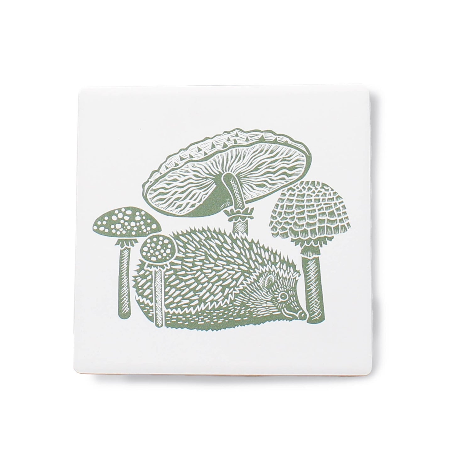 Sous-verres en céramique Woodland Mushroom Hedgehog vert