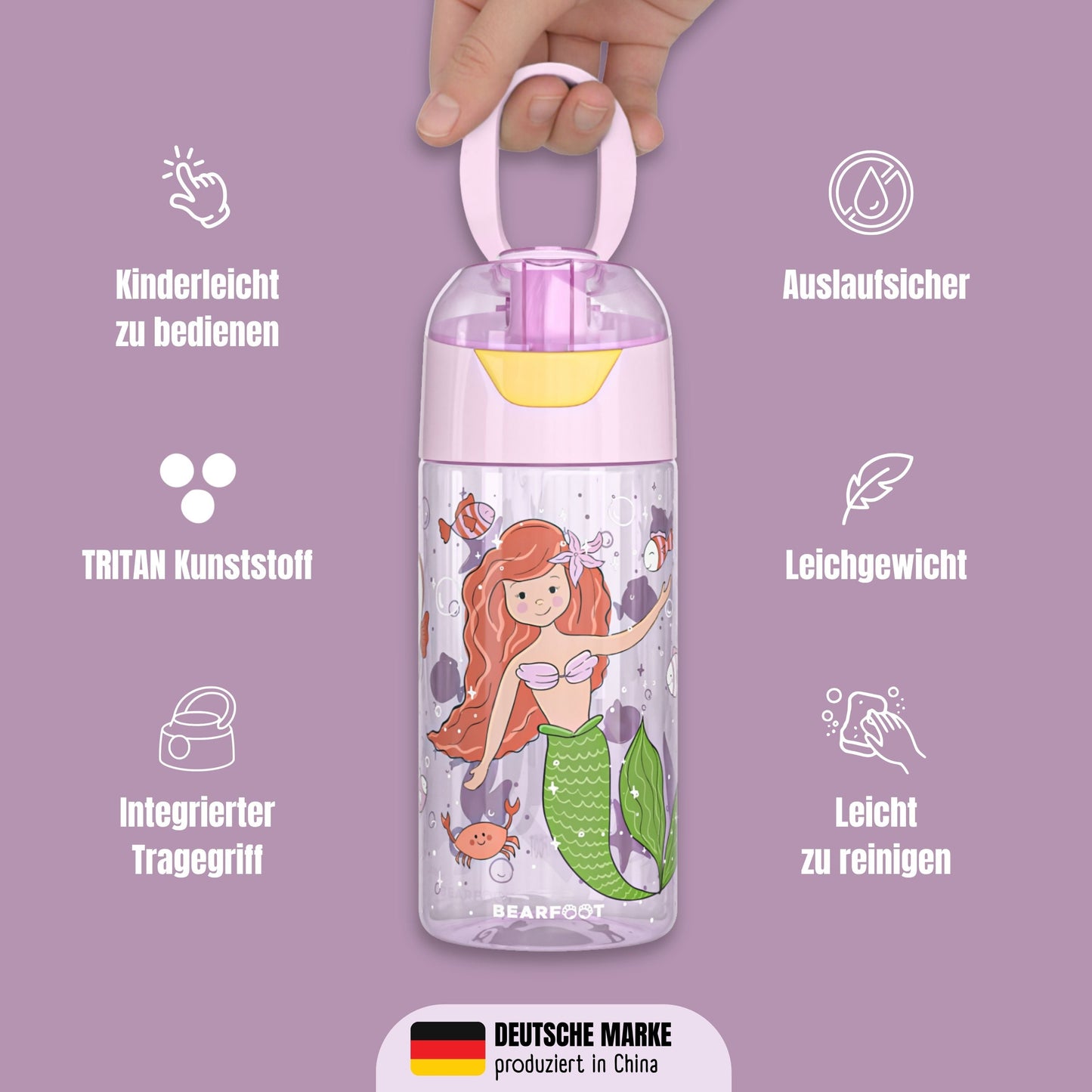 Children's drinking bottle, lightweight water bottle - Mermaid
