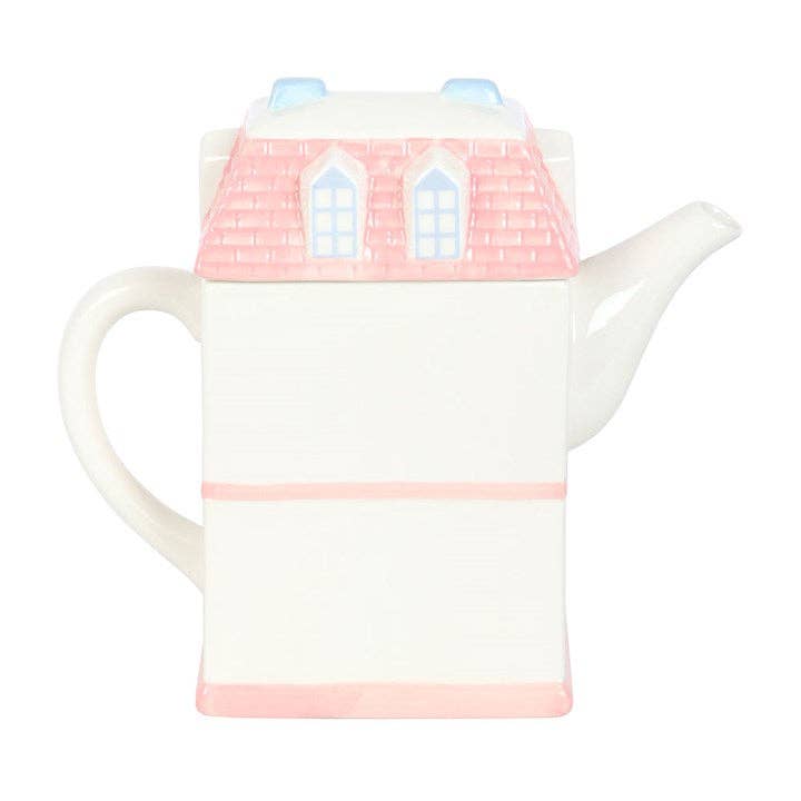 Pastel house-shaped teapot