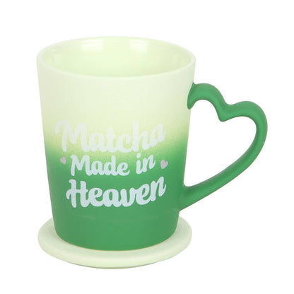 "Matcha Made in Heaven" mug with lid that doubles as a coaster