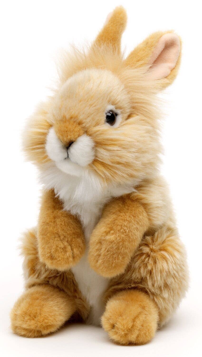 Angora rabbit, standing (beige) - cuddly toy/plush