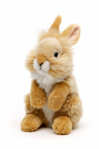 Angora rabbit, standing (beige) - cuddly toy/plush