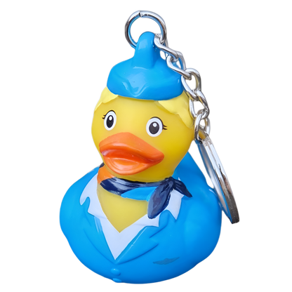 Llavero de pato con azafata rubia