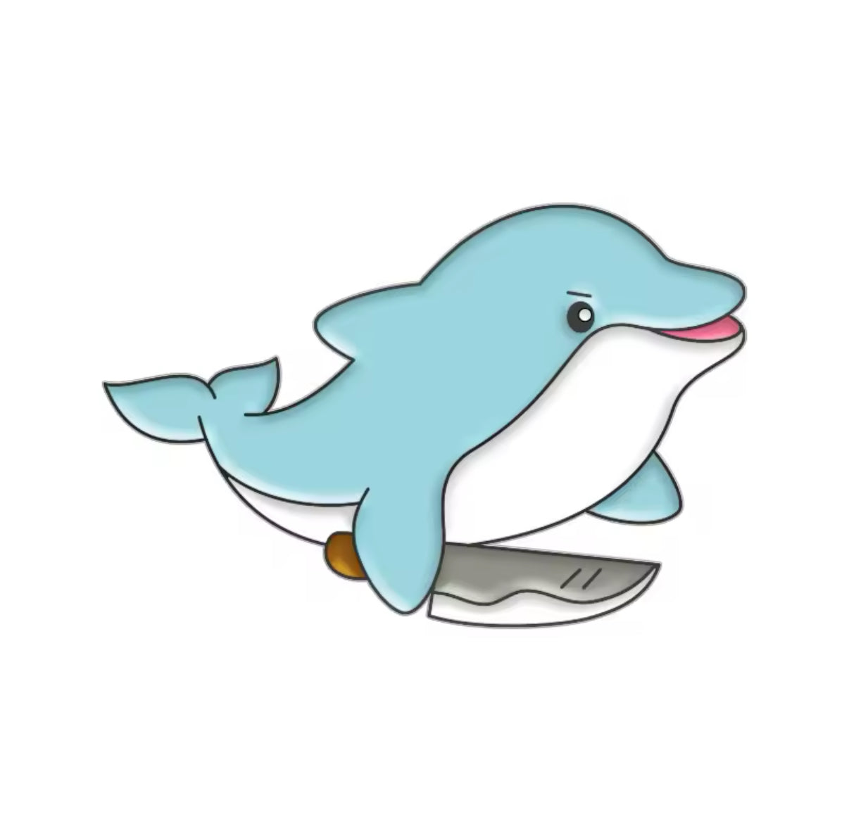 pins dauphin avec un couteau