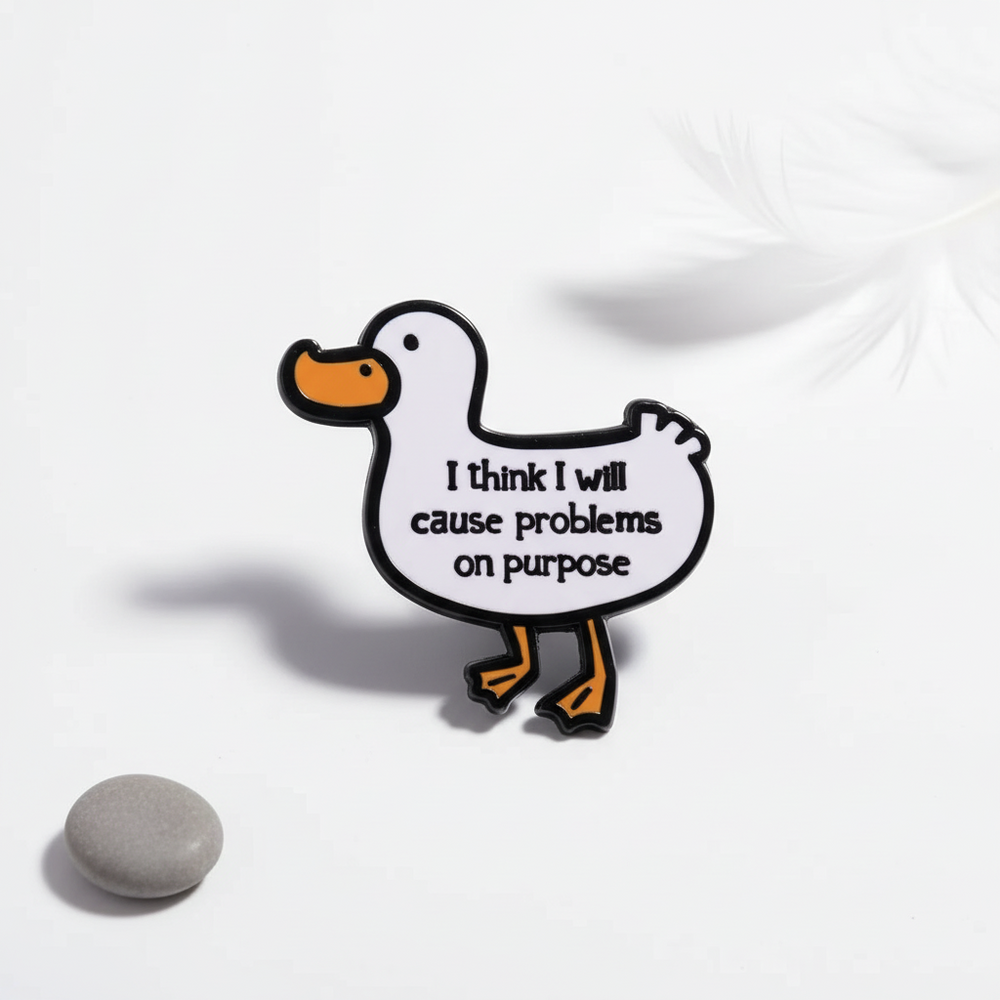 Spilla anatra bianca « I think I will cause problems on purpose » – Canard de Bain