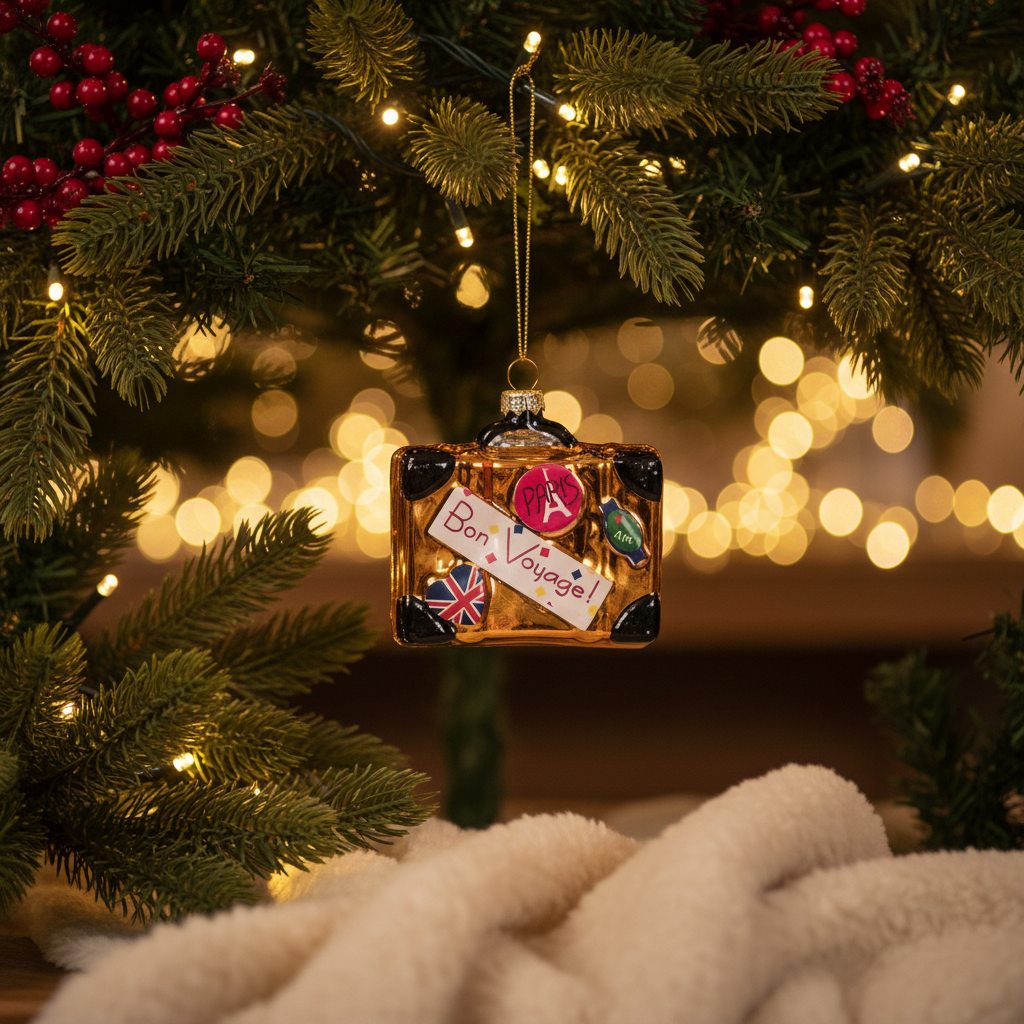 Maleta de viaje con forma de bola de Navidad