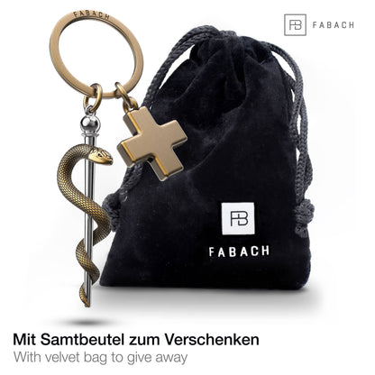 Porte-clés Bâton d'Esculape avec croix médicale