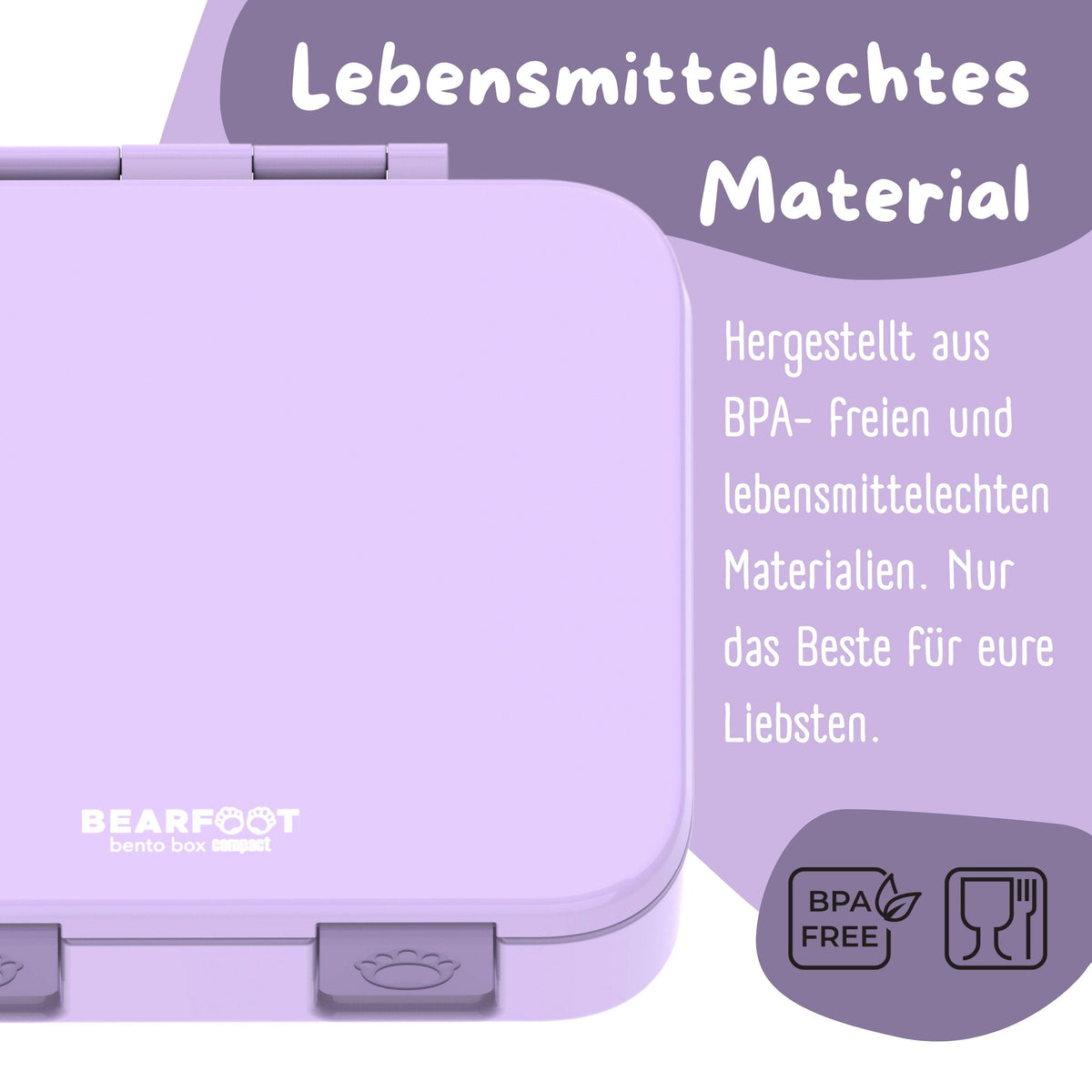 Brotdose mit Fächern, leicht & auslaufsicher - lila