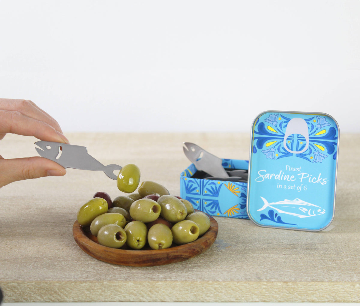 Confezione da 6 stuzzicadenti di sardine e olive