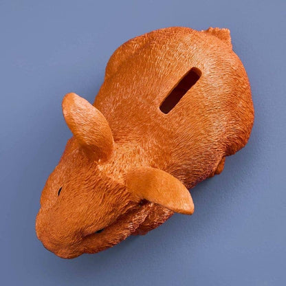 Lapin économe, résine polyuréthane orange, 21 x 11 x 16 cm