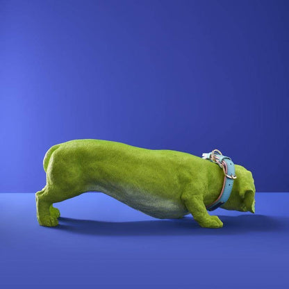 Dachshund Dog Wilfried M. Collar, Green Poly Resin