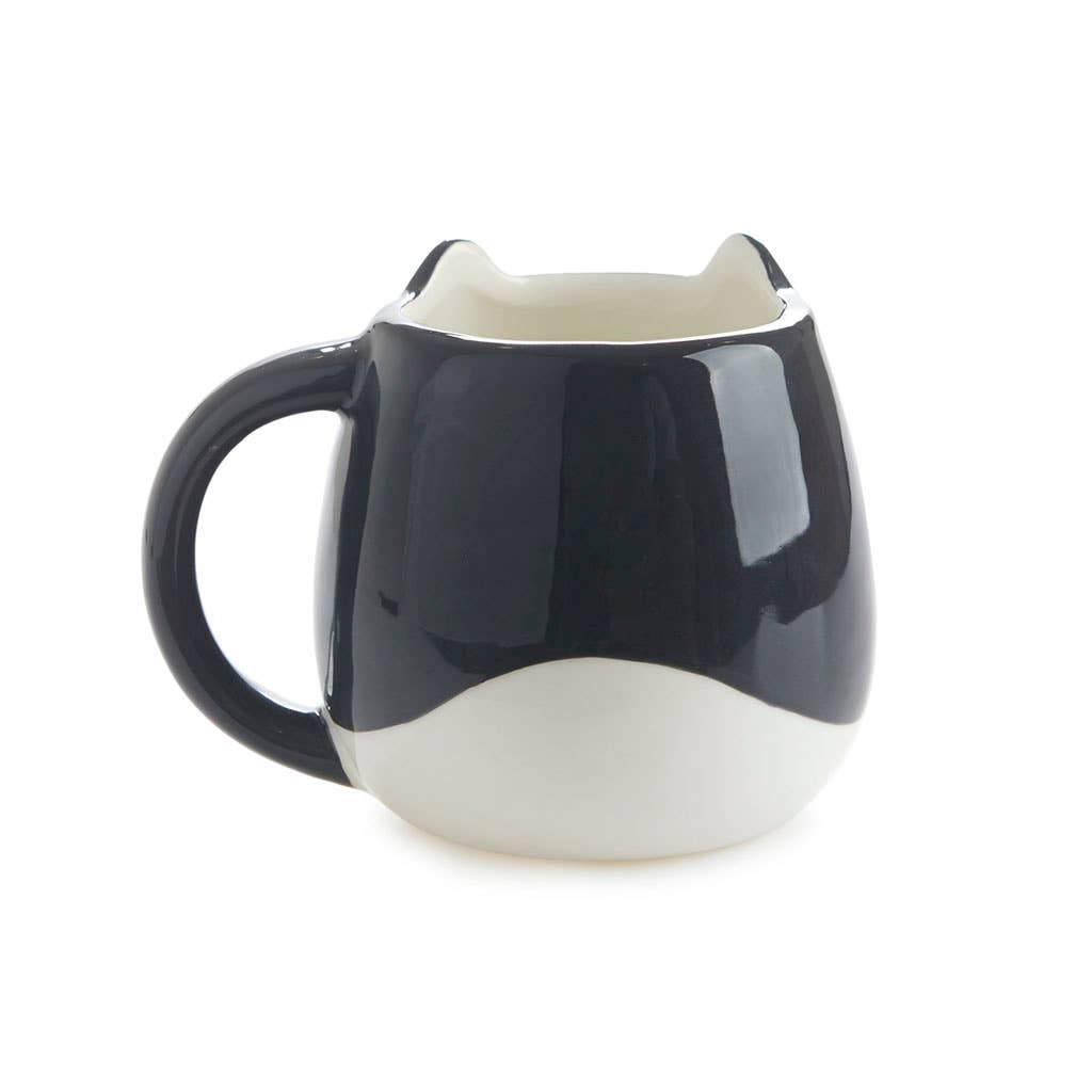White/Black Cat Round Mug