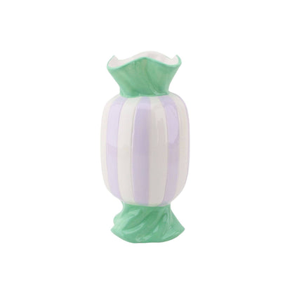 Vase - Vase à fleurs Bonbon Toffee - Menthe/Lilas - 9,5x9,5x21cm