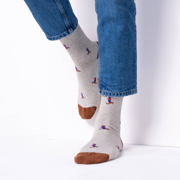 Calcetines de algodón peinado con estampado de pista roja