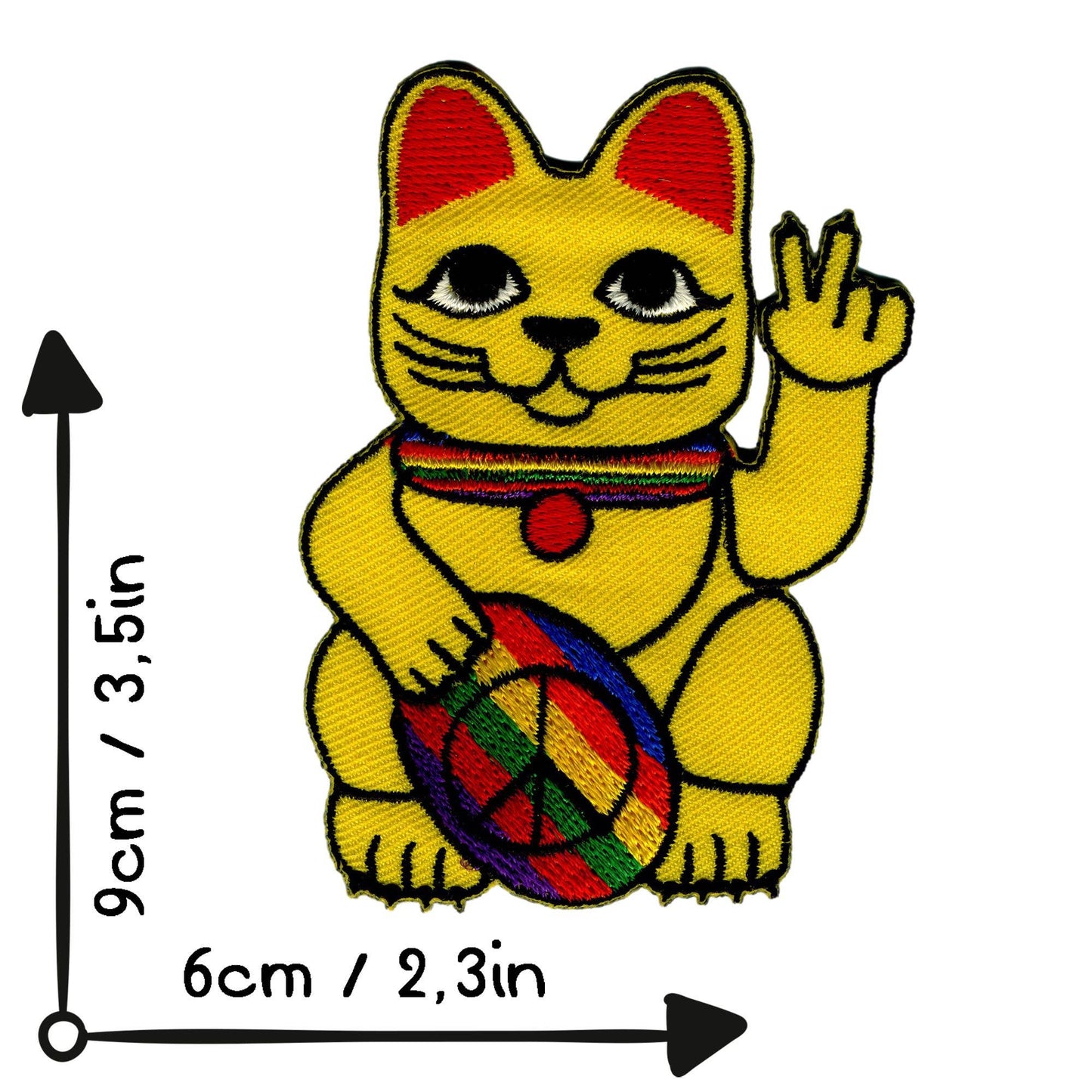 Parche con el símbolo de la paz del gato ondeando