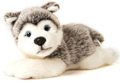 Peluche Chiot husky couché gris