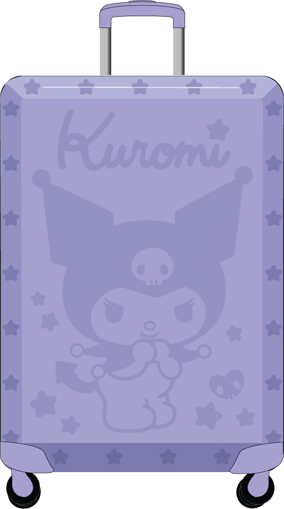 Valise rigide Kuromi étoiles violet clair