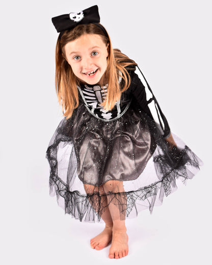 Skeleton Dress with Headband 110-116 cm 4-6 Years