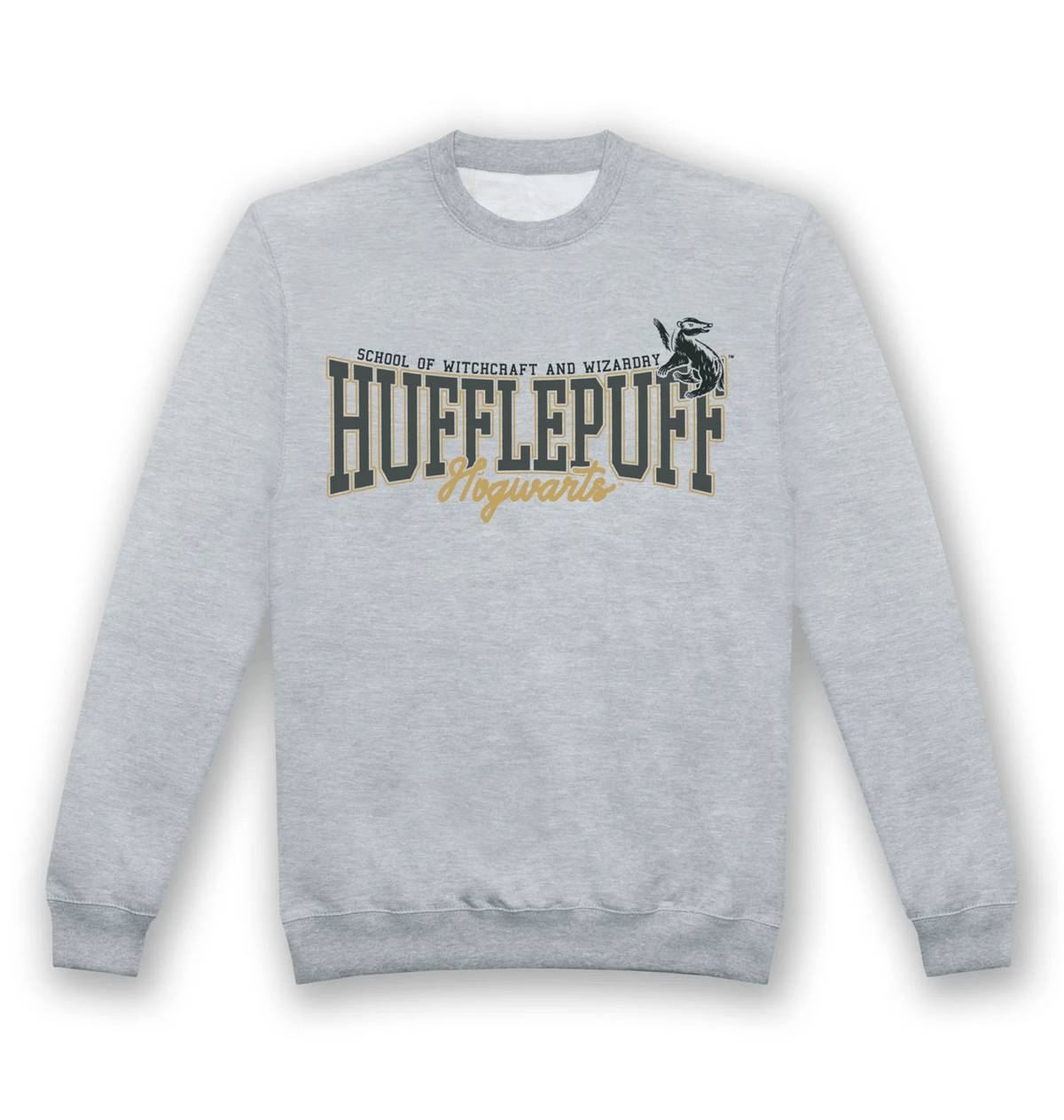 Sweat adulte Harry Potter Poufsouffle Collegiate gris chiné