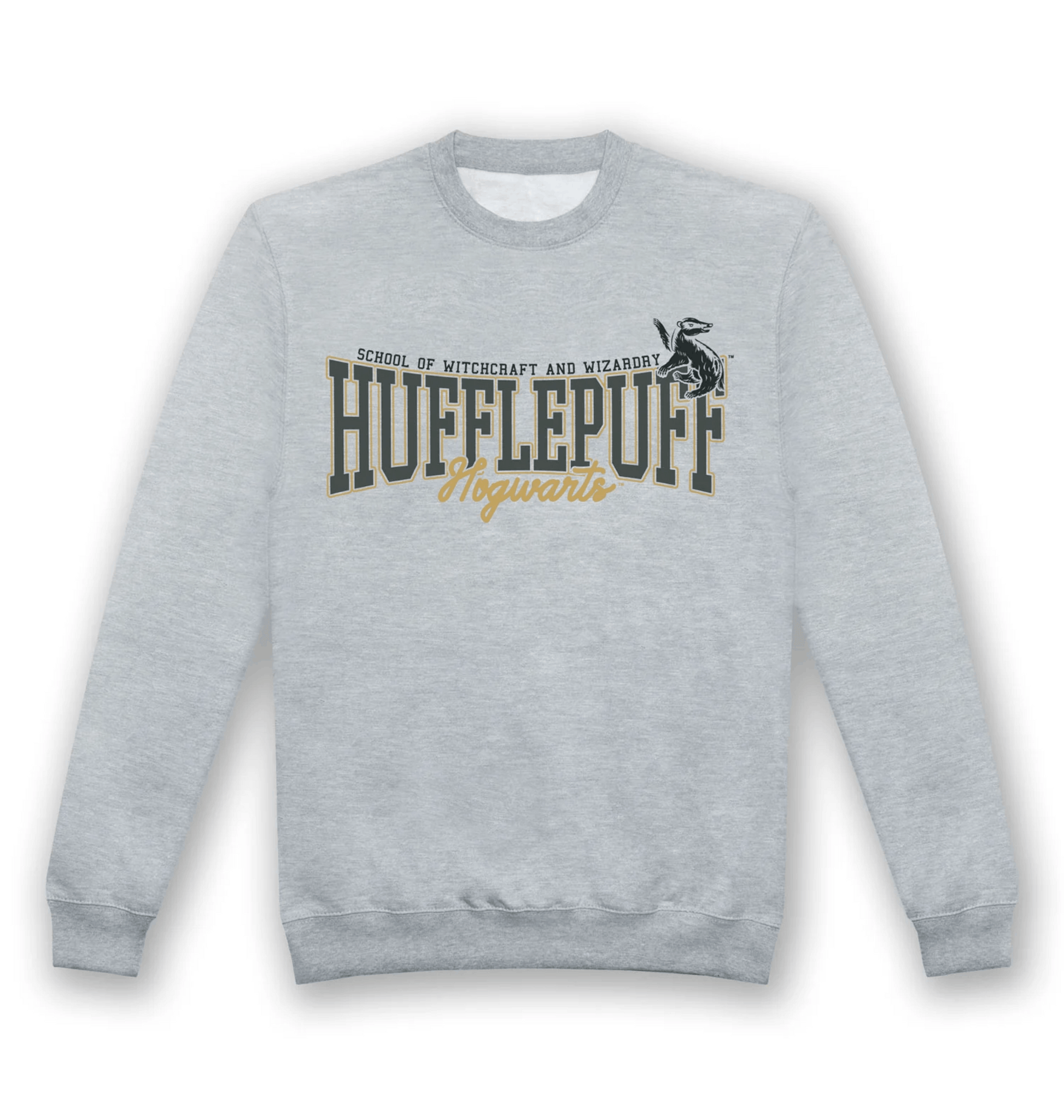 Sweat adulte Harry Potter Poufsouffle Collegiate gris chiné