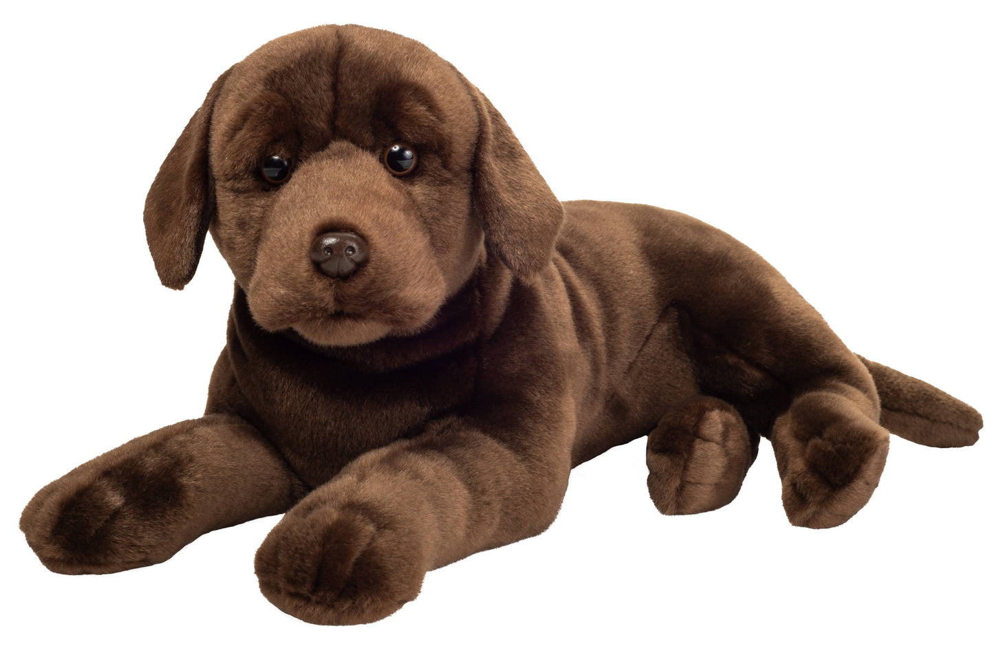 Peluche de labrador marrón chocolate acostado