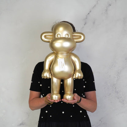 Ornament - Apenbeeldje 'De Legende' - Polyresin - Goud - 33x21x50cm